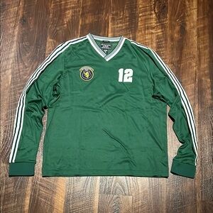 Green Long Sleeve Jersey with White Stripes
